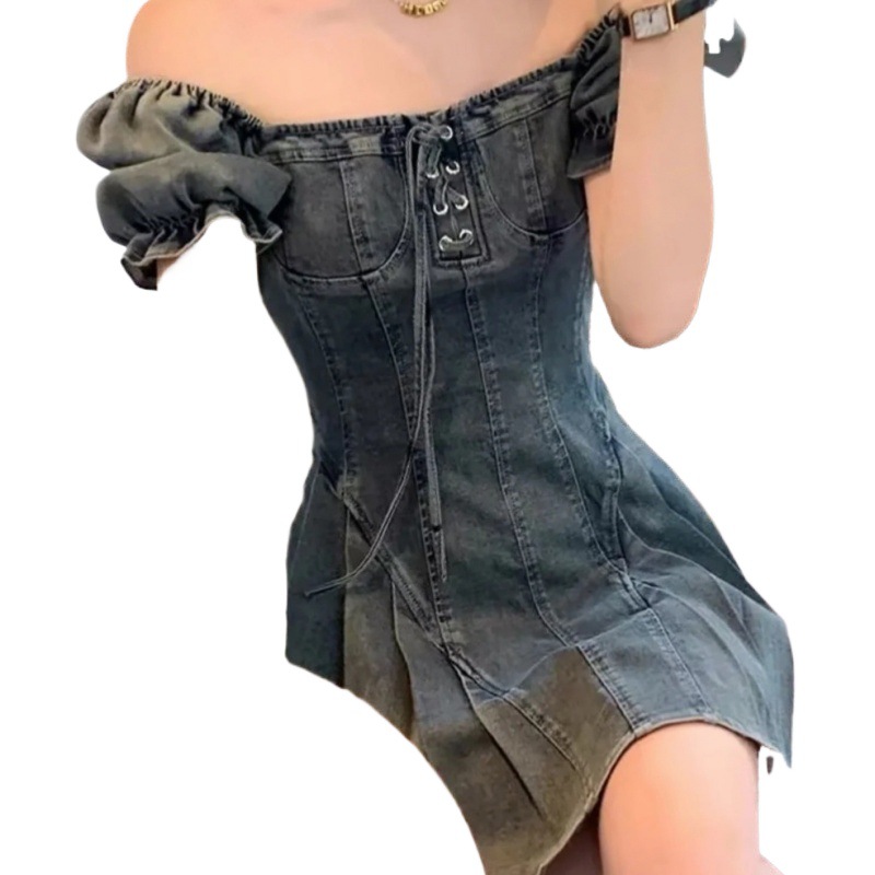 HM120 New retro short A-line skirt with slim waist