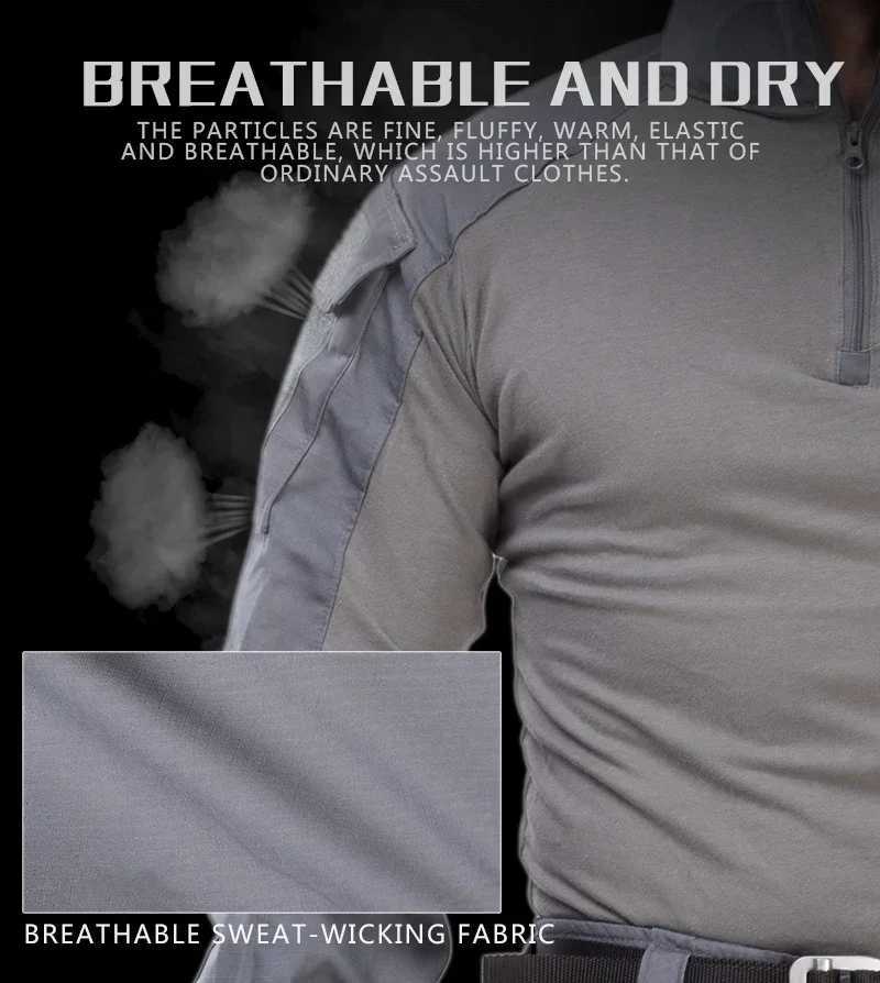 Combat Uniform Pads Safari Tactical Pants Sport Climbing Uniform Camo Shirt Combat Shirts Hunting Clothes Men Clothing Camping W250928