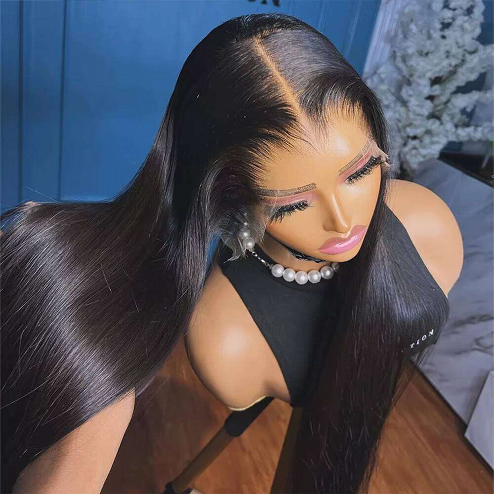 30 40 42 Inch 13X6 Hd Bone Straight Raw Hair Wigs 250 Density Brazilian Black Lace Frontal Wig 100% Human Hairs For Women Xiusiyuan2509