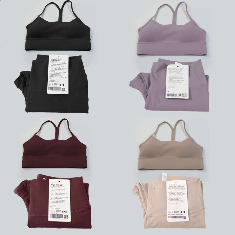 Align Yoga luluity lemonion Set Women 2 Pieces Sportswear Top U-shape Y-shape luluity lemonion pants Bra High Waist luluity lemonion Leggings Workout Sport