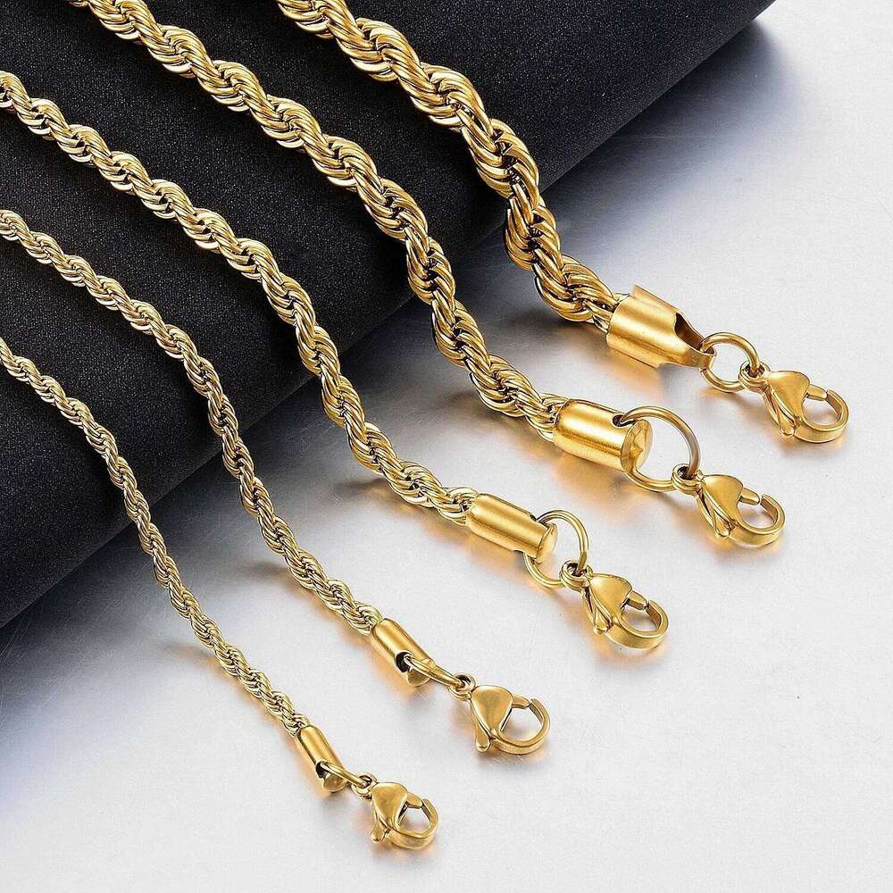 High Quality 2/3/4/5MM Classic Twisted Rope Chain Stainless Steel Necklace No Fade Fashion Jewelry Accessories For Men Women