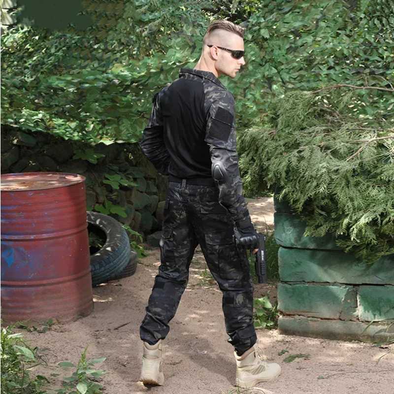 Outdoor Tactical Sets Milita Uniform Camo Suits Hunting Shirts Cargo Pants Pads Airsoft Paintball Training Hunting Clothes New W250928