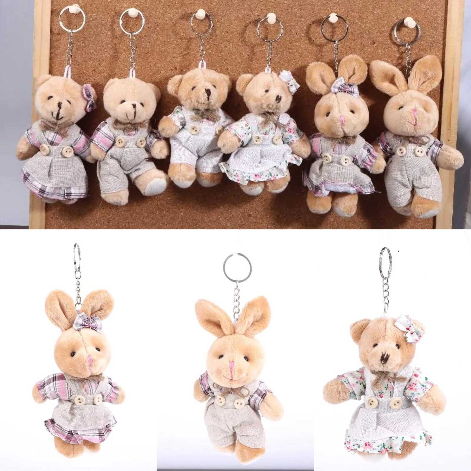 Little BearRabbit Plush Doll Keychain Pendant Stuffed Doll Keyring Couple Bag Pendant Backpack Decoration Kids Birthday GiftXJ250928