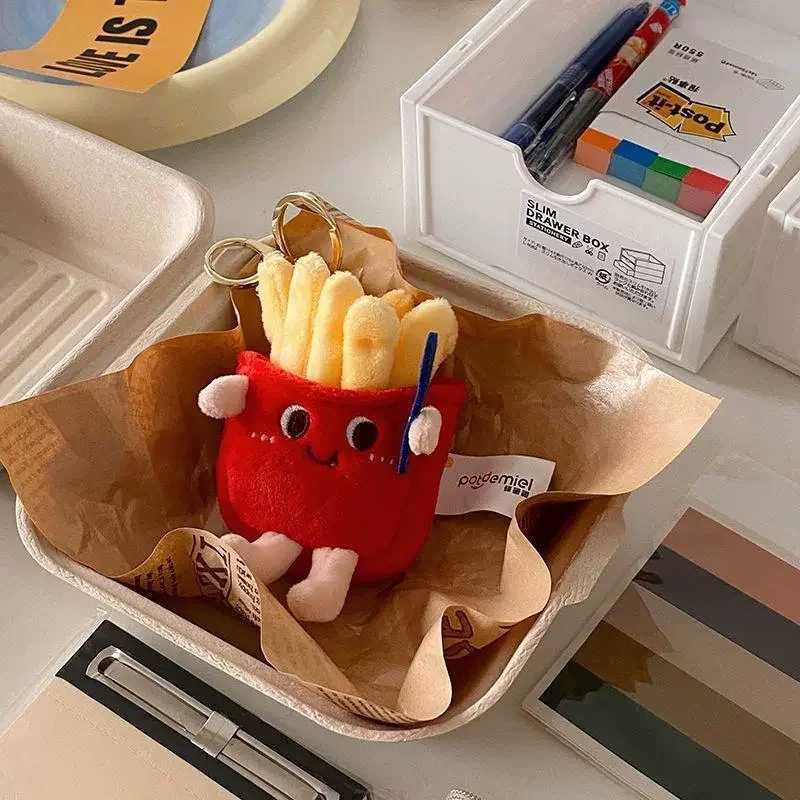 Cute Hamburger Plush Dolls And Creative French Fries Plush Pendants Girl Car Keychain Decorations And Cute Schoolbag AccessoriXJ250928