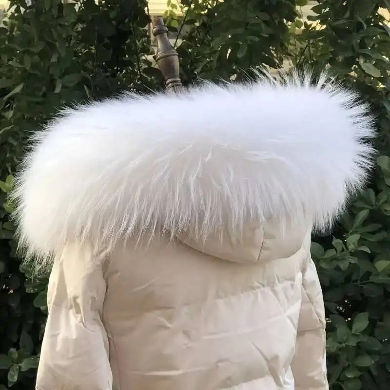 Real Raccoon Fur Collar For Winter Coat Hood Decor Furry Fur Collar Women Men Real Fur Shawl Warm Large Size Fur Scarf 250928
