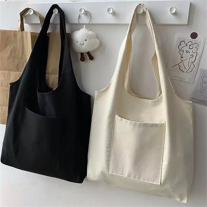Casual Shoulder Bags Shopper Canvas Foldable Handbags Aesthetic Personalized Ladies Reusable Eco High quality Women 240822ZYl