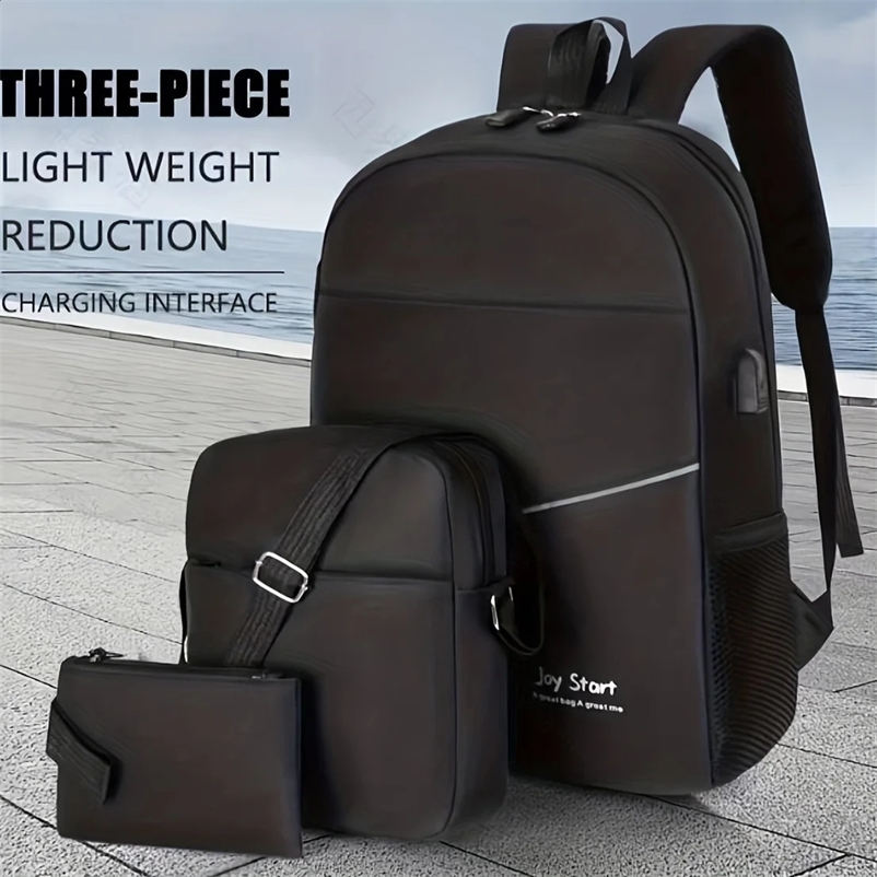 3 piecesset of casual simple and stylish large capacity backpacks 156inch laptop bag travel backpack 240730Zl