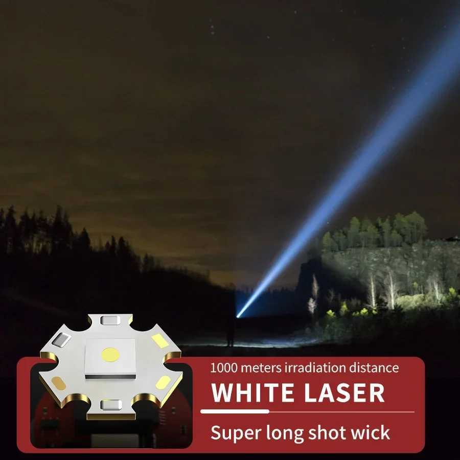 High Strong Power Led Flashlights 2000LM Tactical Torch with Display Light USB Charging Camping Fishing Emergency Zoom Lantern D2509281