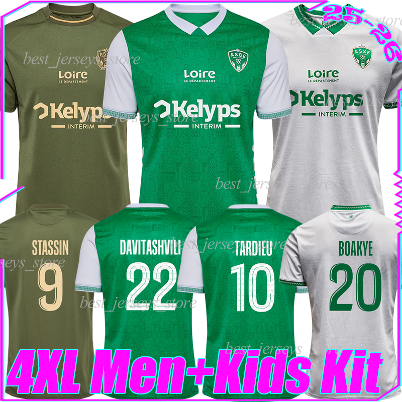 XXXL 4XL 2025/26 AS Saint Etienne Soccer Jerseys ASSE STASSIN BOAKYE CARDONA DAVITASHVILI OLD JOSHUA JABER MILADINOVIC NADE GUESSAN men kids kits sets football shirt