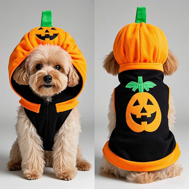 2025 New Halloween Costume Funny Dog Outfit Internet Celebrity Shiba Inu Pumpkin Festival Hat Sweatshirt
