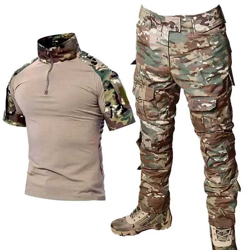 Military Tactical Sets Outdoor Camo Paintball Uniform Kits Combat Training Breathable ShirtsCargo Hunting Pants Sport Suit Men W250928