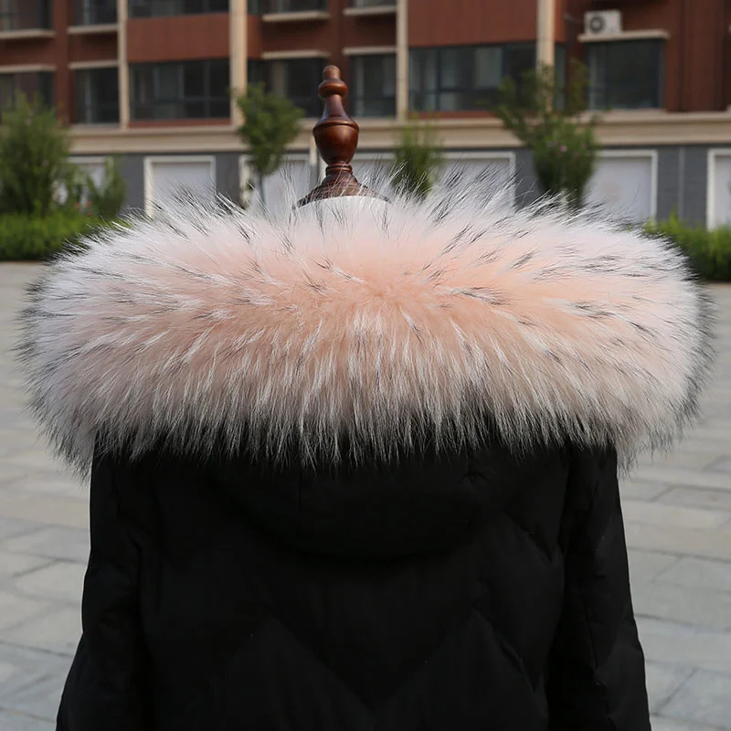 Natural Real Raccoon Fur Collar winter women Down Coat Hood Decor Fur Trim Warmer Fur Scarf Ladies Genuine Shawls 250928