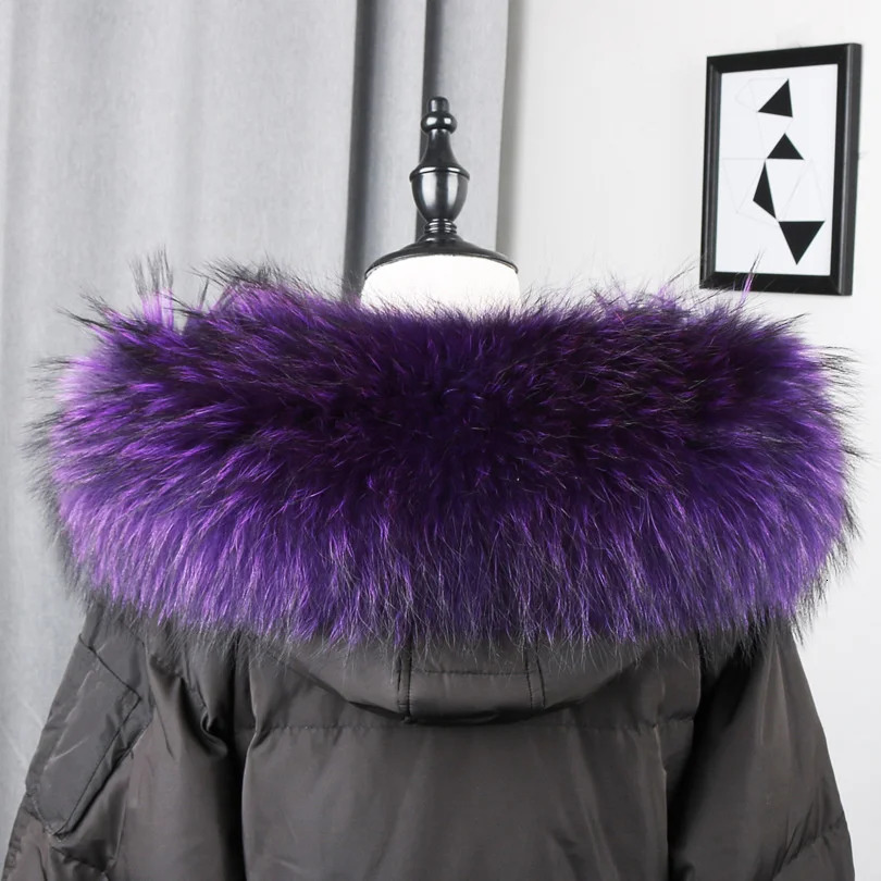 100 Real Fur Collar Warm Natural Raccoon Fur Scarf Women Genuine Fur Collar Scarves Large Fur Shawl Male Jacket Coat 250928