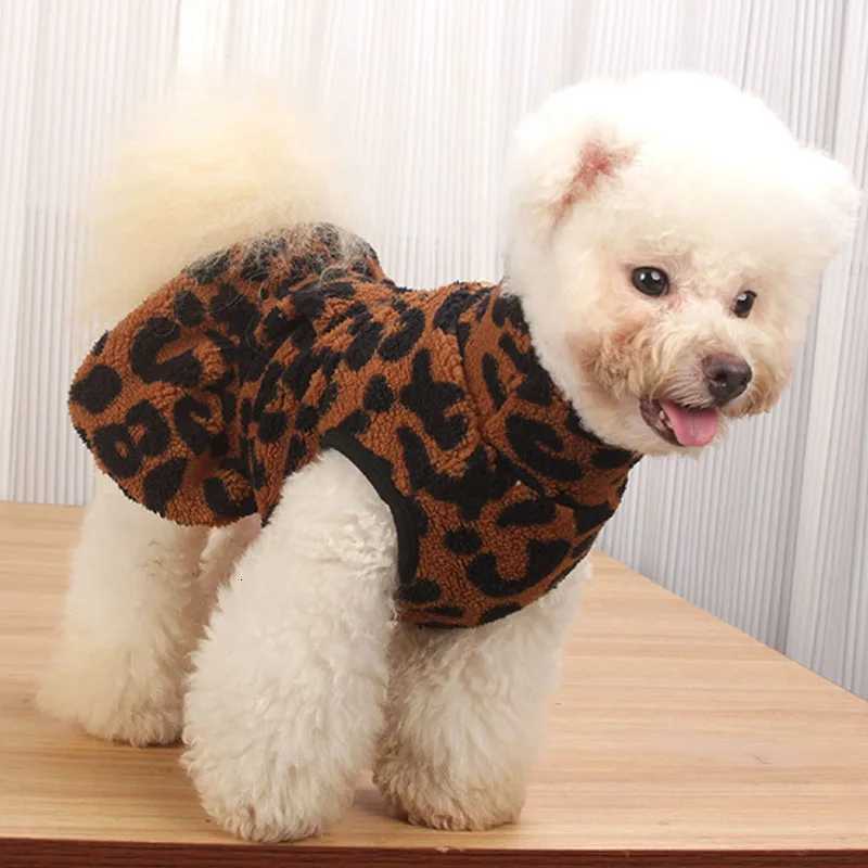 Leopard Dog Dress Coat Winter Fleece Pullover Sweatshirt Pet Clothes Sleeveless Vest Hoodies Puppy Skirt For Small Dogs Chiwawa X250928