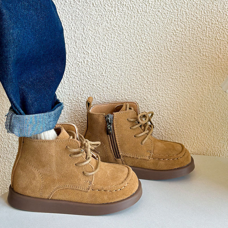 Korean retro children's Martin boots, British boys' leather boots, girls' single boots, autumn and winter new baby short boots, fashion