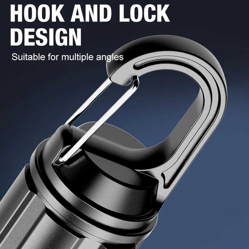 New powerful LED flashlight super bright rechargeable portable super power flashlight outdoor emergency hook camping light D250928