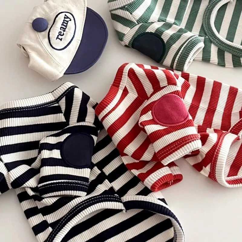 Summer Pet Shirt Cute Striped Dog Clothes Bear Print Puppy Bottoming Shirt Breathable Cat Pullovers Pet Sweatshirts Dog Apparel X250928