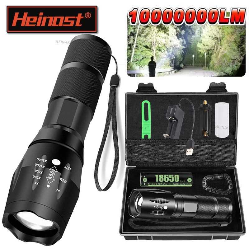 High Power T6 LED Flashlights Camping Torch 5 Light Modes Zoom Light Aluminum Alloys Waterproof Material External 18650 Battery D2509281