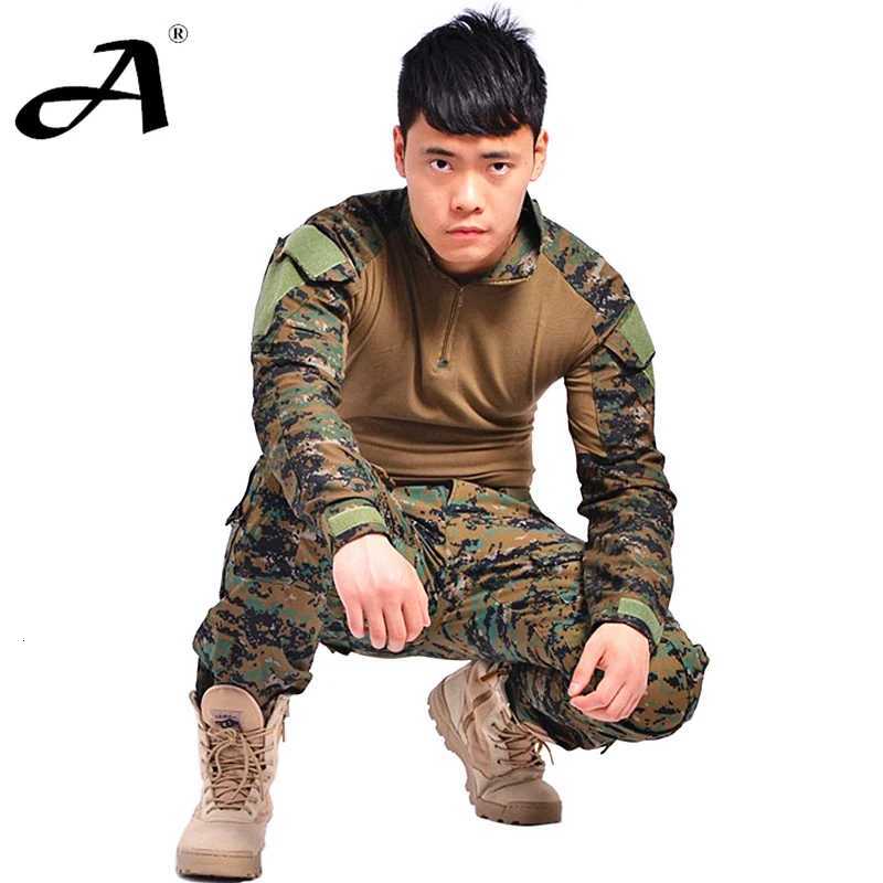 Tactical uniform clothing of the combat uniform tactical pants with knee pads camouflage clothes W250928