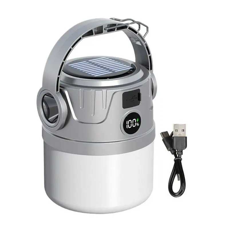 Camping Solar Lights Outdoor Tent Light Foldable Picnic Lantern 4 Speed Adjustable Lamp Flashlight Rechargeable LED Camp Lantern C250928