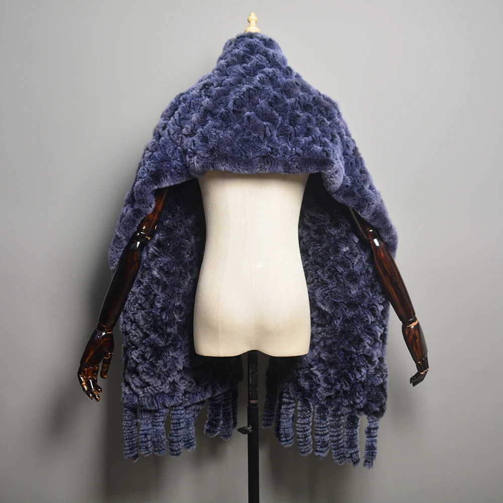 Women Real Rex Rabbit Fur Poncho Shawl Coat Knitted 100 Natural Rex Rabbit Fur Sweater Cape Good Quality Scarf 250928