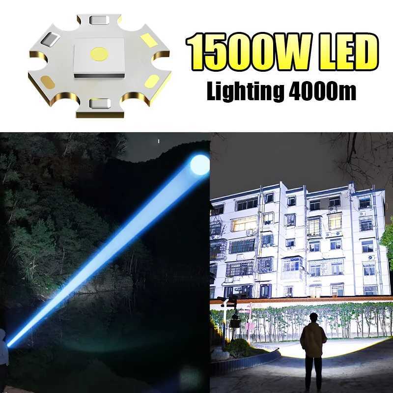 2025 1500W Super High Power Flashlight Strong Light Long Shot 4km Tactical Torch USB Rechargeable LED Flashlights Hunting Light D250928