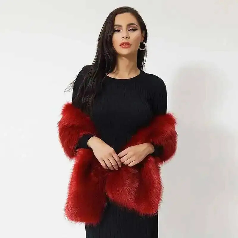 Winter Faux Fur Shawl Large Fluffy Scarf Neck Warmer Women Furry Collar Wedding Bridal Formal Evening Party Shrug Accessories 250928