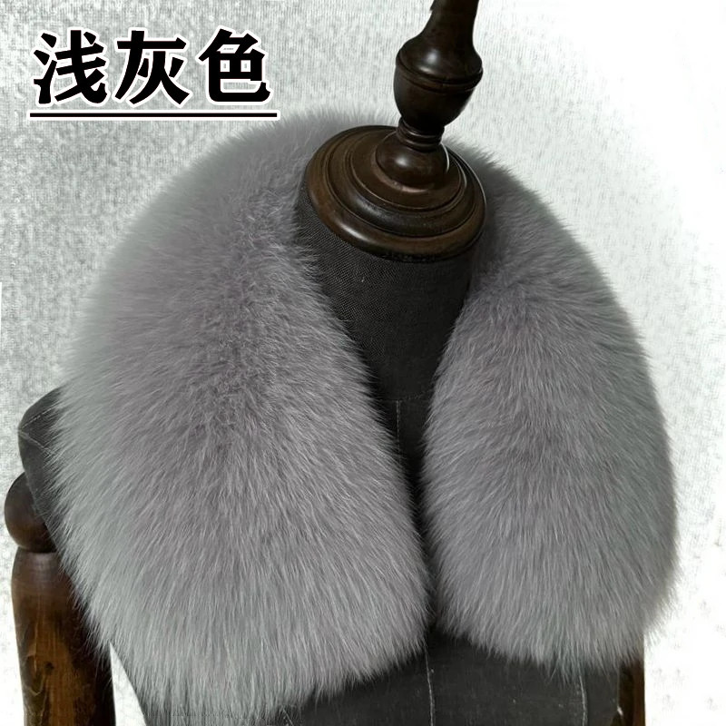 Natural Fox Fur Collar Removable Real Fur Square Collar for Coat Fashion Accessory for Women down Jacket Large Scarf Scarves 250928