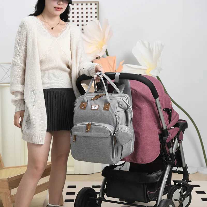 Fashion Mommy Diaper Bags with Diaper Pad Nursing Bags Materni USB Multifunctional Portable Large Baby Stroller Hanging BagXJ250928