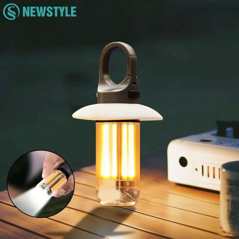 LED Rechargeable Flashlight Camping Lantern 5 Modes Super Bright Portable Hanging Tent Lamp Waterproof Hiking Fishing Outdoor C250928