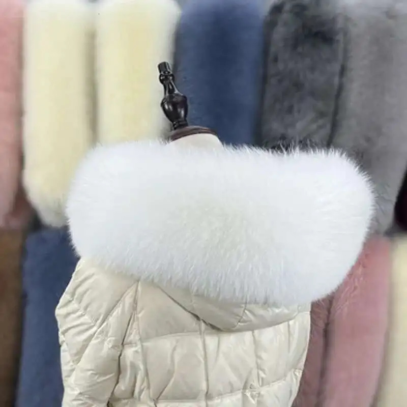 Super Large Real Fox Fur Collar For Coat Hood Decor Winter Warm Fur Scarf For Women Coat Jacket Fur Shawl 1820cm Width 250928