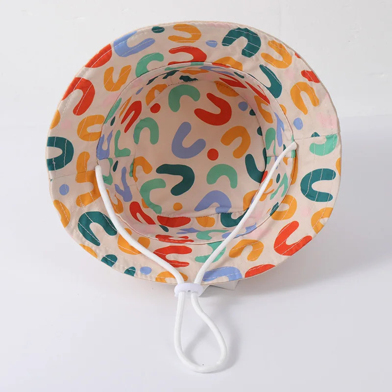 Double Sided Kids Hats Hat Cute Letter Embroidered Children Boys Girls Fisherman Panama Cap Summer Outdoor Sun 250813