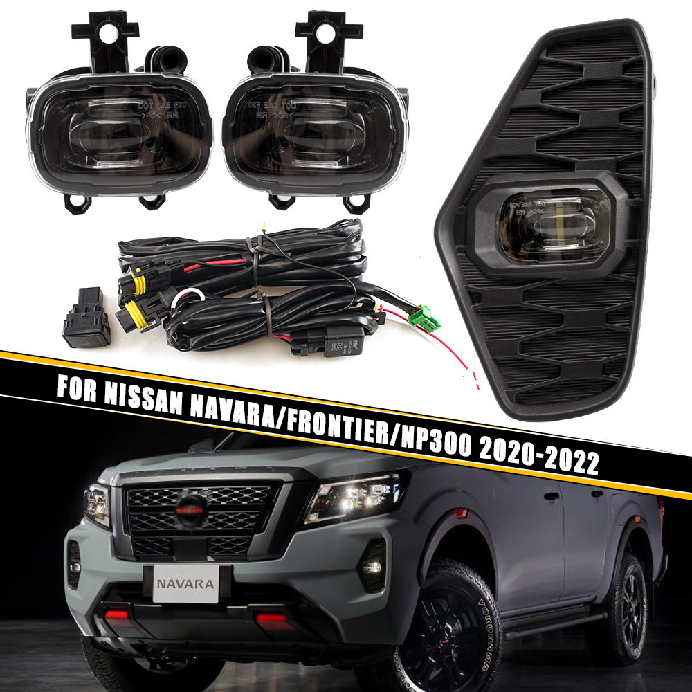 Front Bumper Fog Lamp Upgrade Kit FOR Nissan Navara FRONTIER NP300 2020-2022 Version Additional Foglight Set Switch + Wiring