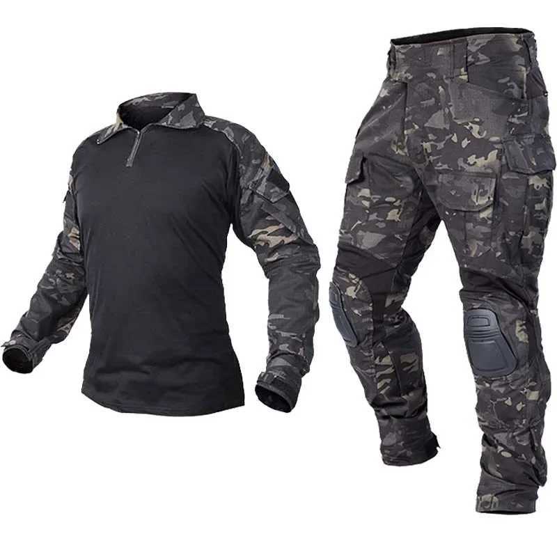 Combat Uniform Pads Safari Tactical Pants Sport Climbing Uniform Camo Shirt Combat Shirts Hunting Clothes Men Clothing Camping W250928