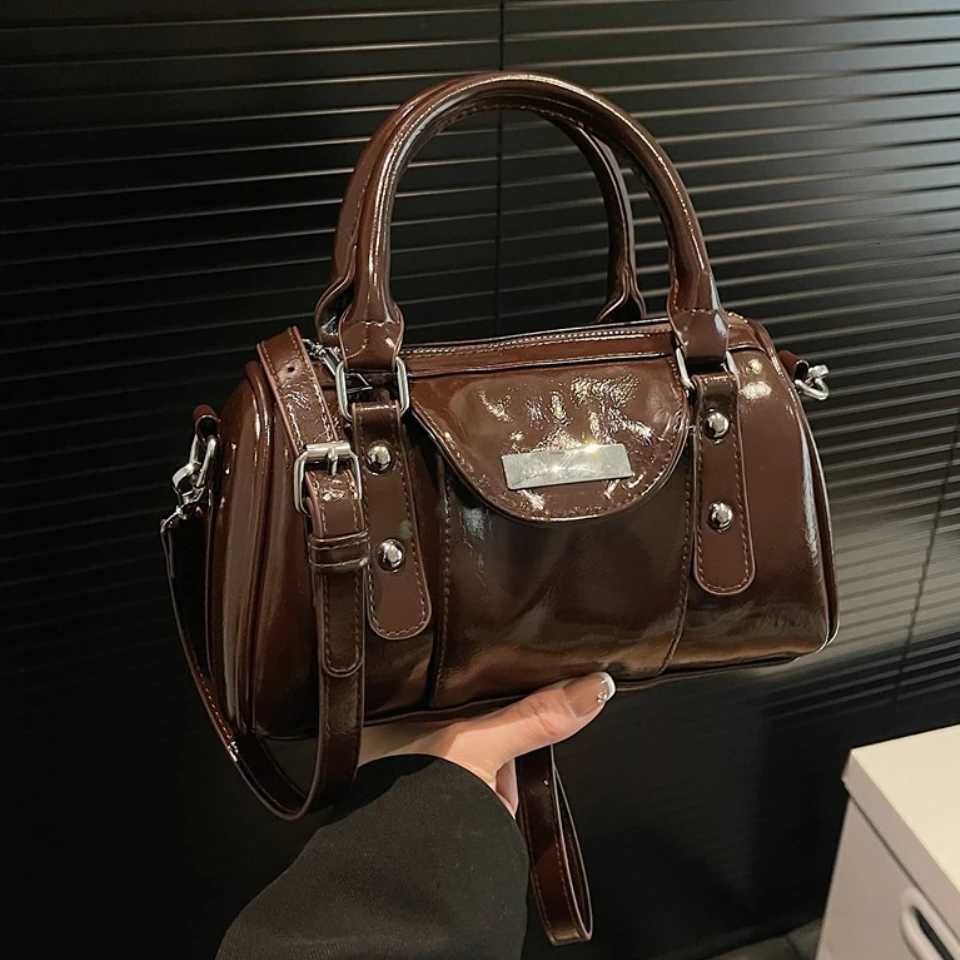 Mini Tophandle Bags for Women Bright Oil PU Leather Pure Color Shoulder Crossbody Bags 2025 Latest Luxury Designer Handbag Sac Z250928