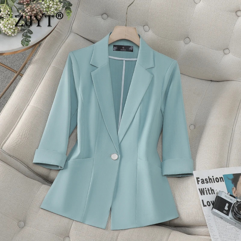 ZJYT Spring Office Lady Blazers Womens Jacket Coat Outerwears Elegant Casaco Feminino Casual Plus Size Veste Femme 250106