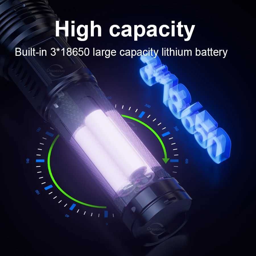 9000000LM Super Powerful LED Flashlights Strong Light Outdoor Long Range 6km Torch Recharheable Tactical Flashlight Camping Lamp D250928