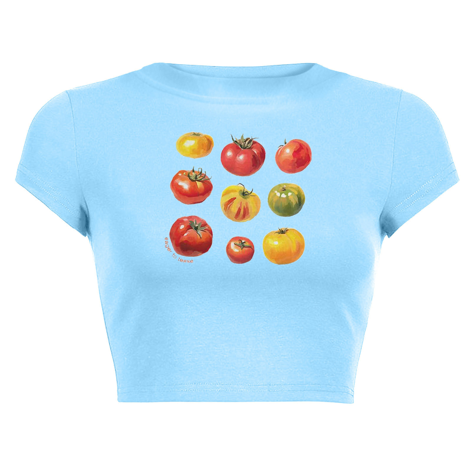 New Y2K Short Sleeve Womens Round Neck Spicy Girl Short TShirt 250628