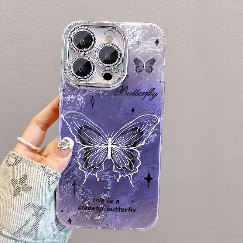 Compatible with Apple 17 Pro Phone Case Super Fairy Butterfly Designed specifically for women and girls, elegant and sparkling
