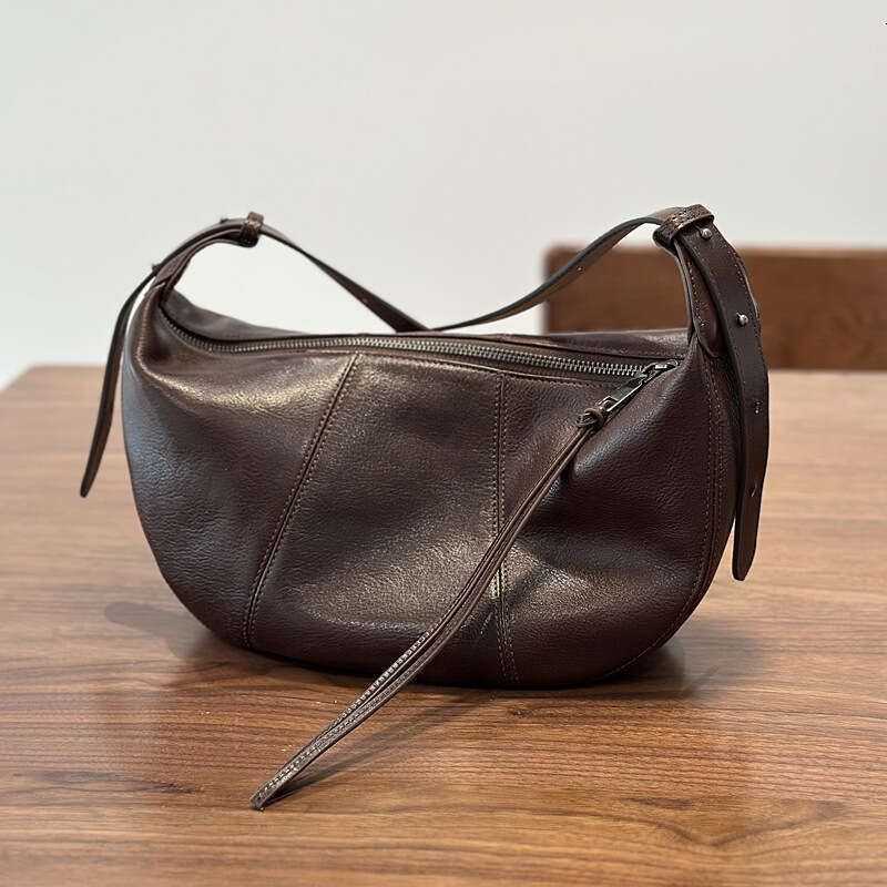 designer bag Luxury bag New Genuine Leather Women's Top Layer Cowhide Crossbody Casual Crescent High-end Saddle Shoulder Bag