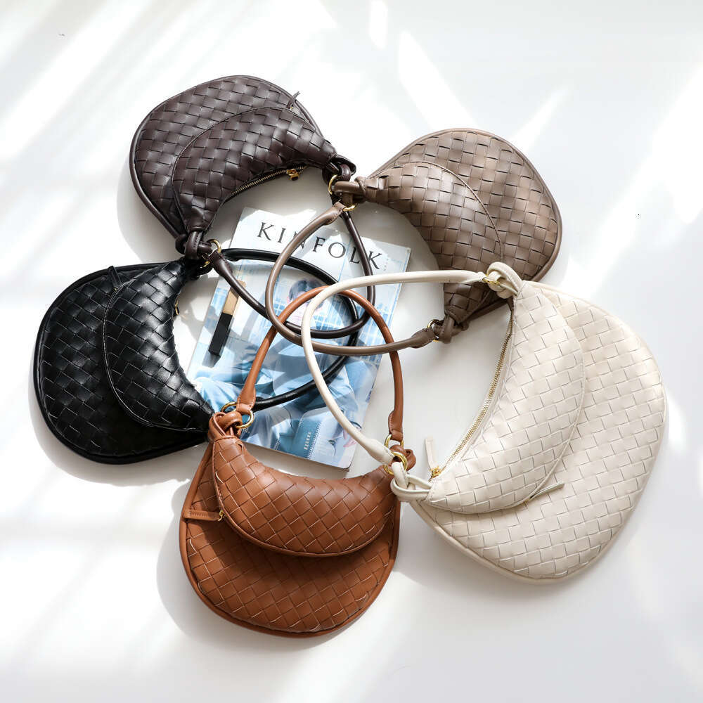 designer bag Luxury bag New High-End Cowhide Woven Double Crescent Dumpling French Underarm Bag for Women