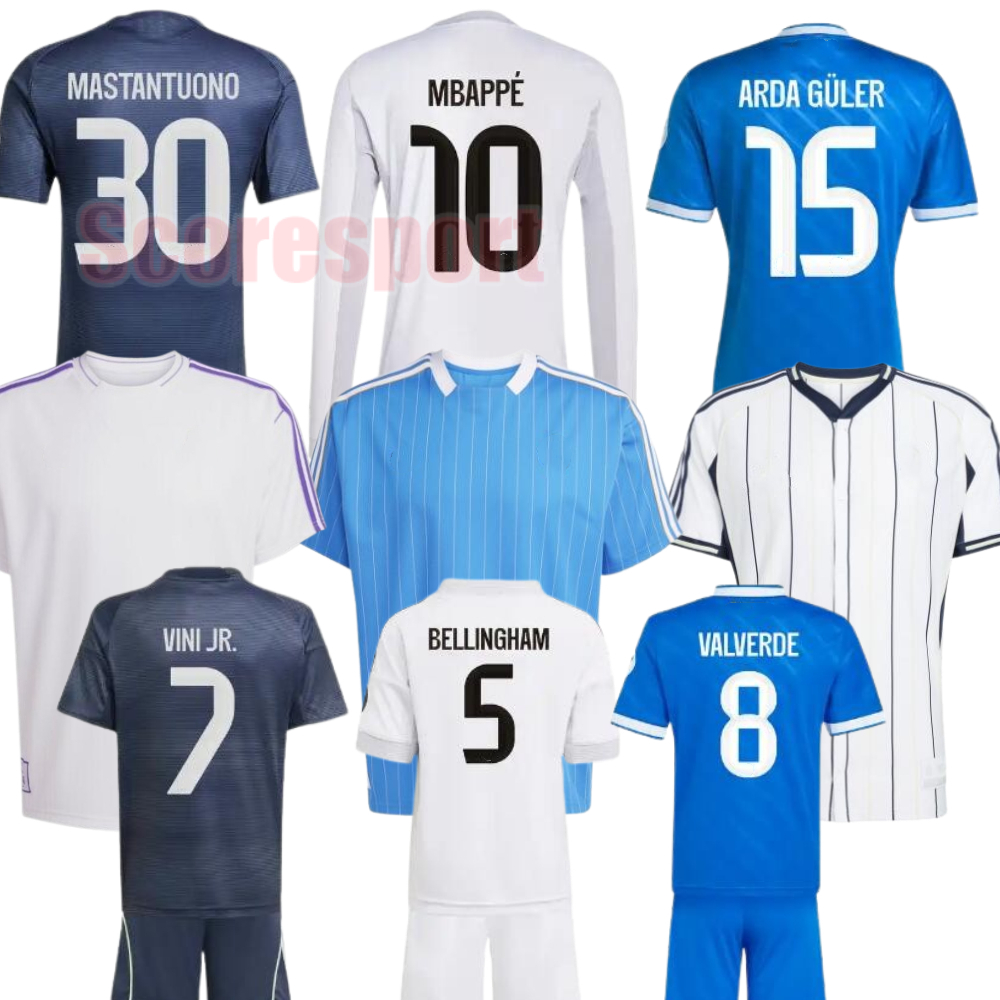 Arda Guler MASTANTUONO Soccer Jersey 25 26 Long sleeve VALVERDE MBAPPE BELLINHGAM kids Football Shirts CARRERAS HUIJSEN Fans Player version 5XL Kit