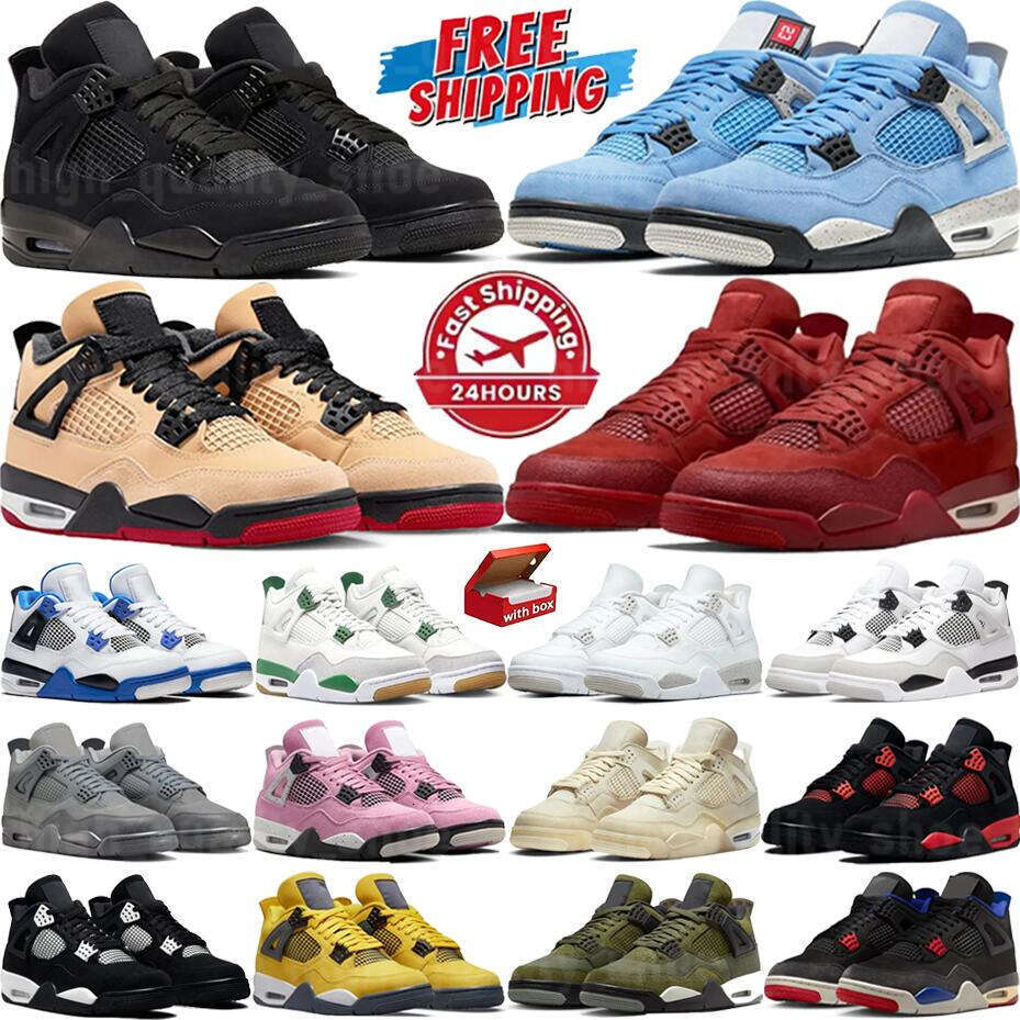 4 Basketball Shoes 4s White Cement Fire Red Thunder Brick Metallic Reimagined Cool Grey University Blue Blueberry Retro Flu Game Men Women Snekaers Shoes