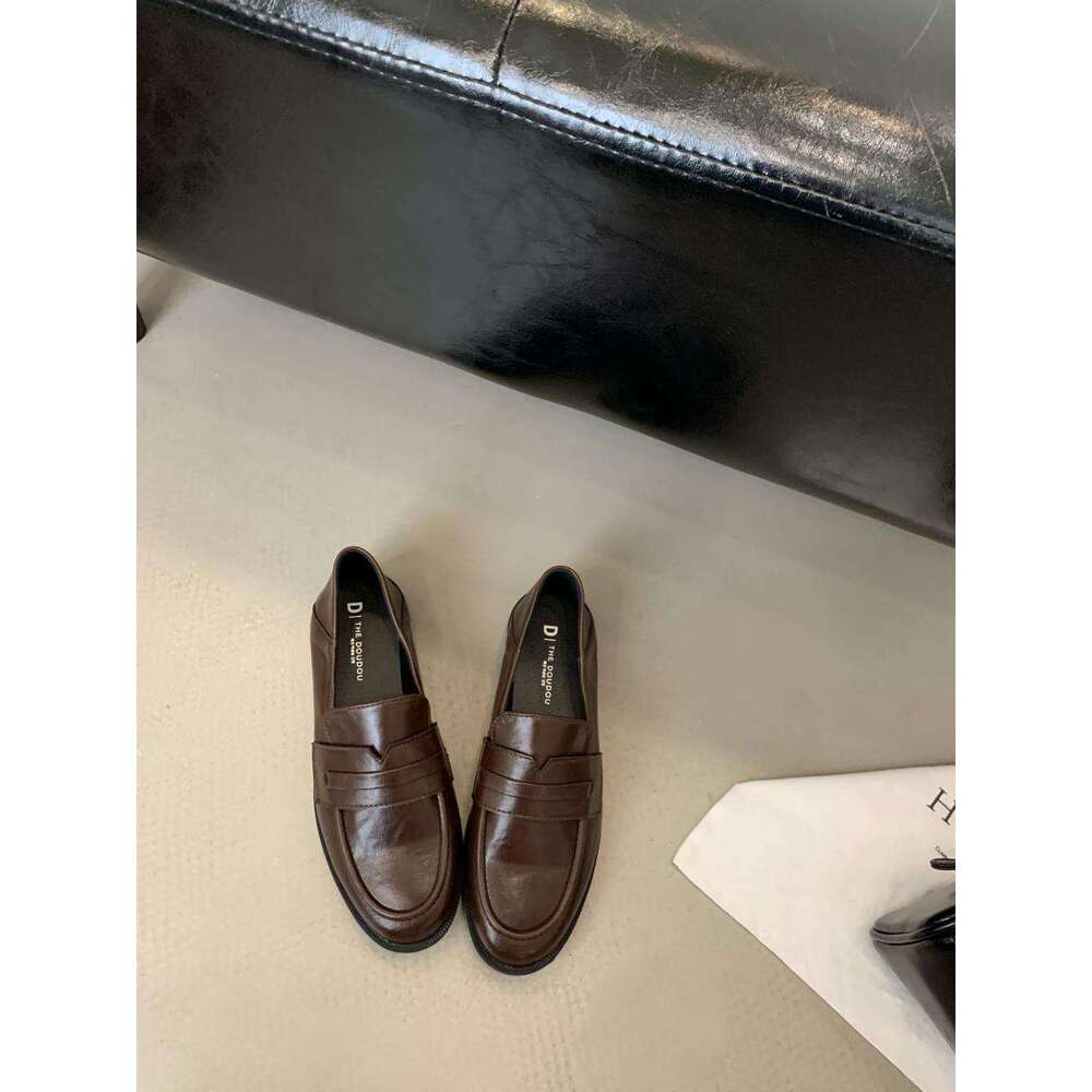 2025 Spring and Autumn New Korean Slip-On Loafers British Style Flat Leather Moccasins Single Shoes to Match Dresses