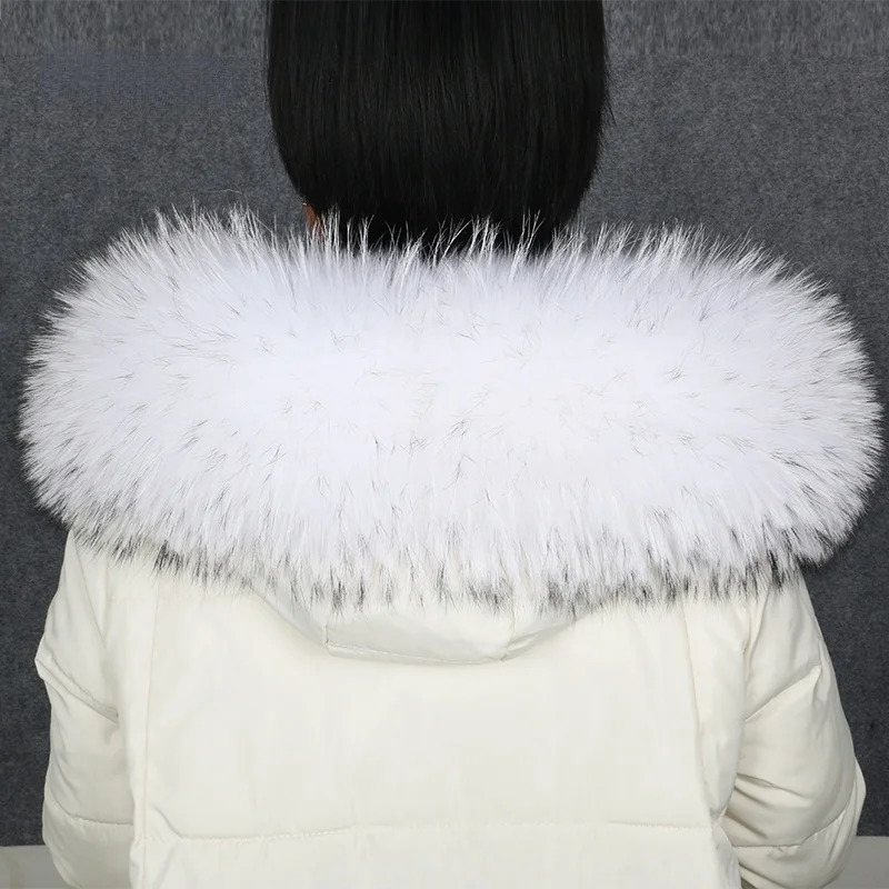 100 Real Fur Collar Warm Natural Raccoon Fur Scarf Women Genuine Fur Collar Scarves Large Fur Shawl Male Jacket Coat 250928
