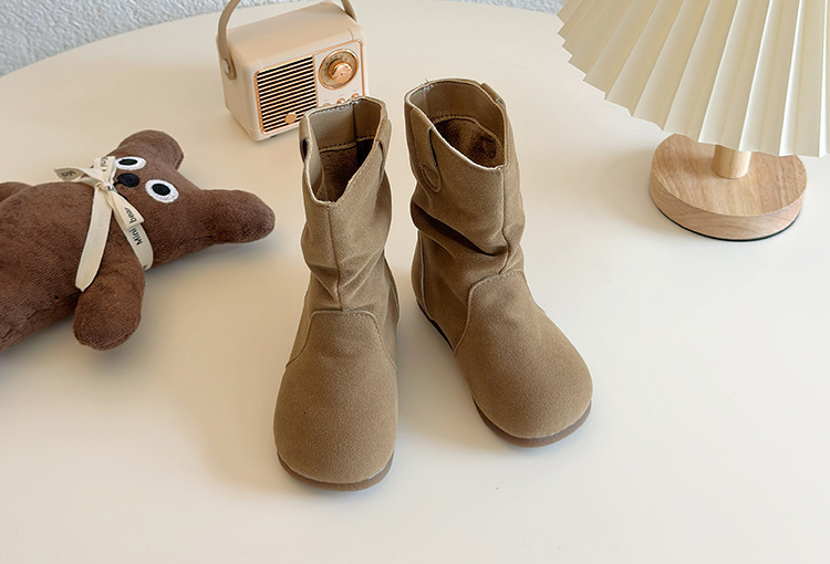 Winter new women's boots, camisole boots, fashionable retro versatile fashion, warm wool lining, mid top leather boots, designer shoes