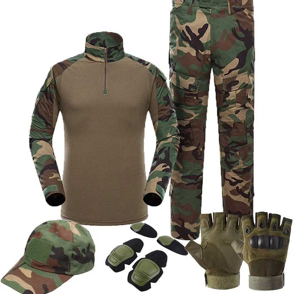 Tactical Uniform Suits Camouflage Suit Duty Cargo Trouser Outdoor Hunting Shirts Pants Hiking Clothes Sets Fishing W250928