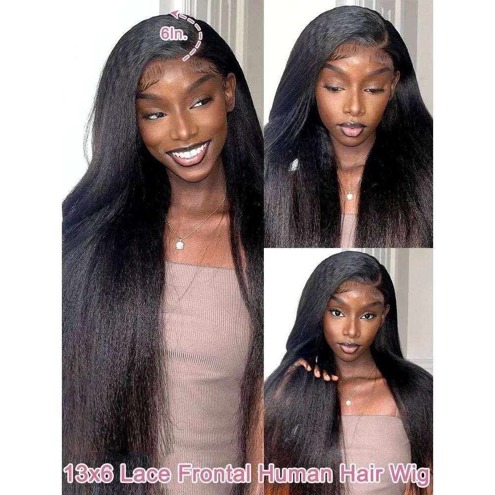 High Density Kinky 360 Front Wigs Human Hair Brazilian 40 Inch Yaki Straight 13X6 HD Lace Frontal Wig Preplucked Xiusiyuan2509