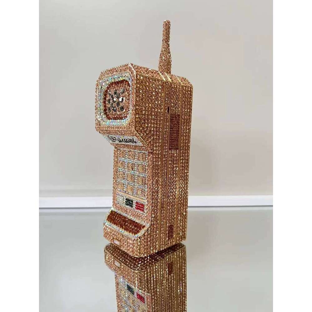 XIYUAN Newest Cellphone Shaped Rhinestone Evening Clutch Purse Dia Wedding Party Bag Lady Pink Crystal Bridal Handbag