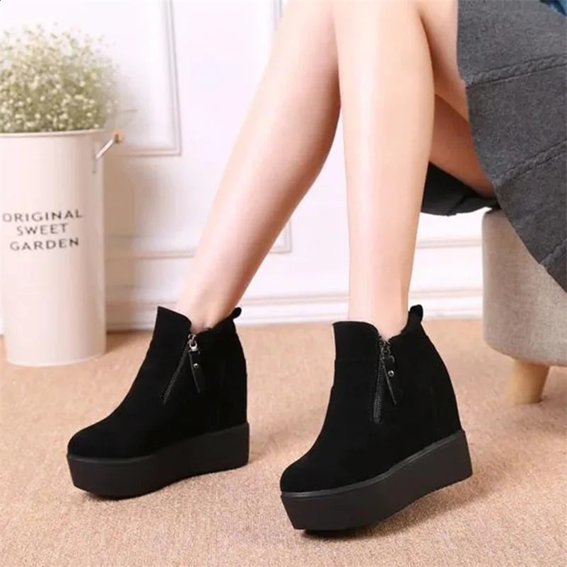 Winter Autumn Wedges Short Boots Women High Heel Snow Boots Short Plush Fur Ankle Boots Increased Internal Female Platform Shoes241226bj